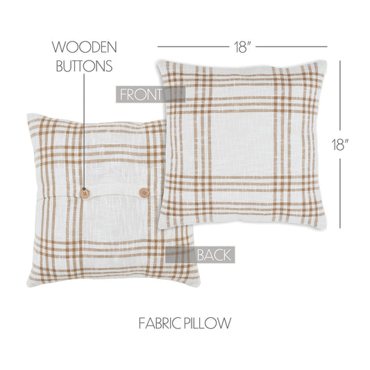 Wheat Plaid Fabric Pillow by VHC Brands