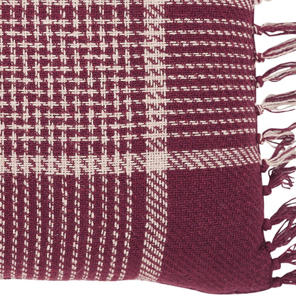 Eston Burgundy Tan Plaid Pillow