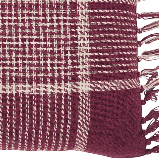 Eston Burgundy Tan Plaid Pillow