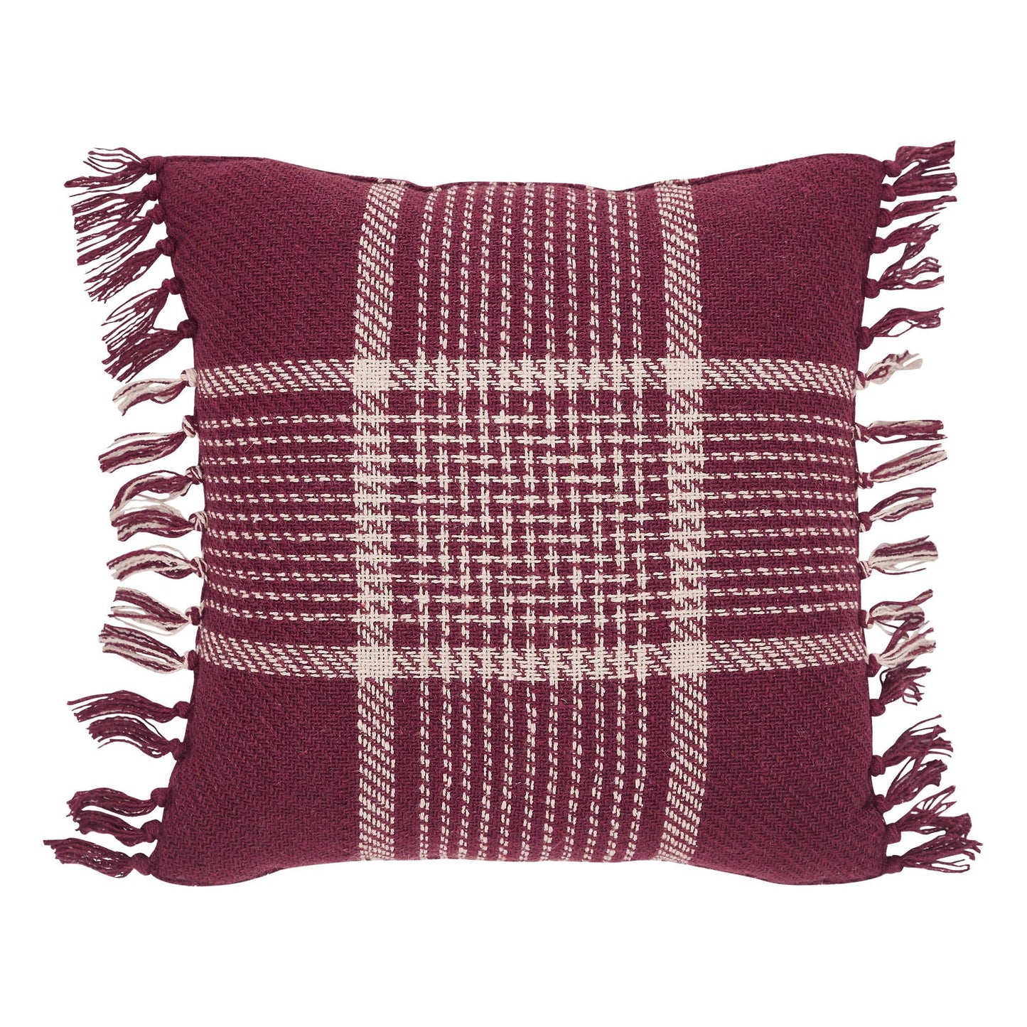 Eston Burgundy Tan Plaid Pillow