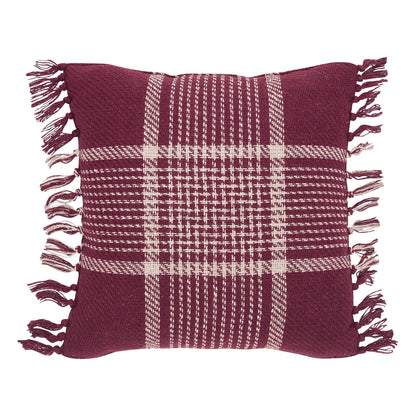 Eston Burgundy Tan Plaid Pillow