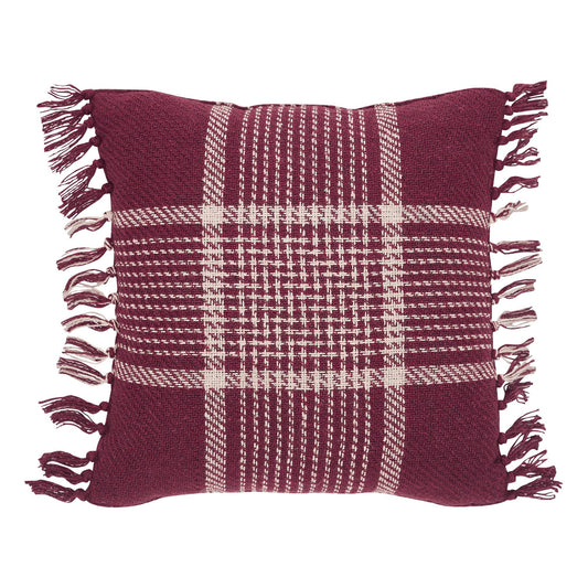 Eston Burgundy Tan Plaid Pillow