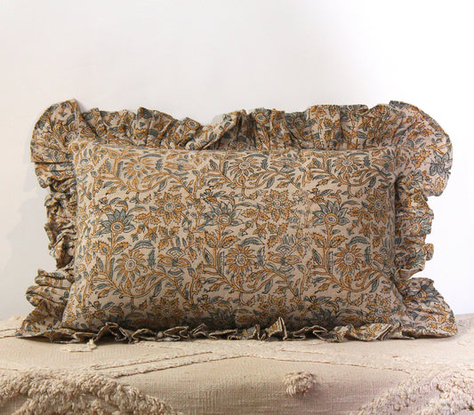 Hand Block Printed Linen Pillow