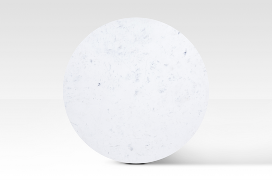Direct overhead view of the Charme Coffee Table emphasizing the smooth circular marble surface and unique natural veining.