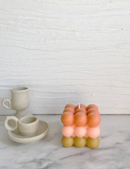 Fall Season Bubble Candle in White-Peach-Orange