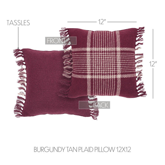 Eston Burgundy Tan Plaid Pillow
