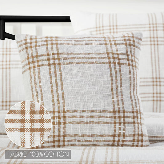 Wheat Plaid Fabric Pillow by VHC Brands