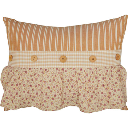 Striped and Floral Ruffled Decorative Pillow by Belle Aura
