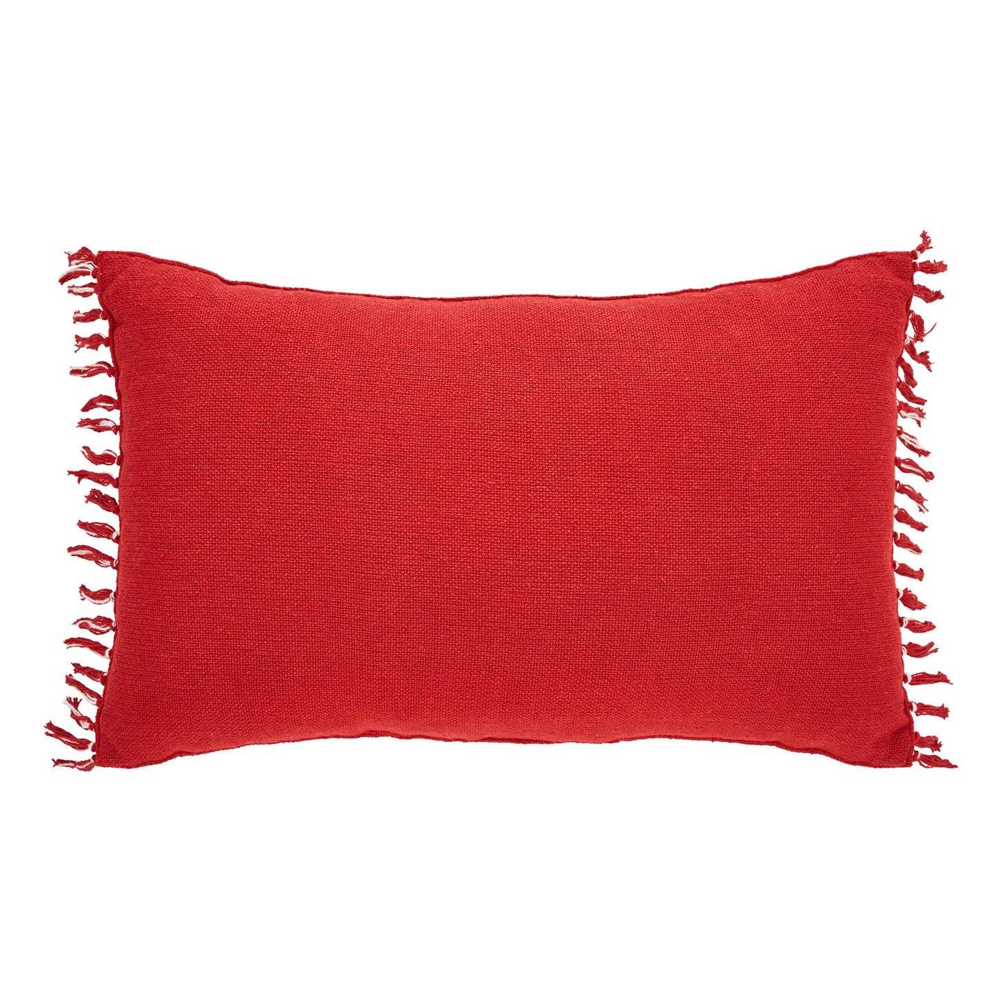 Gallen Red White Pillow Fringed