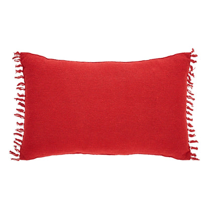 Gallen Red White Pillow Fringed