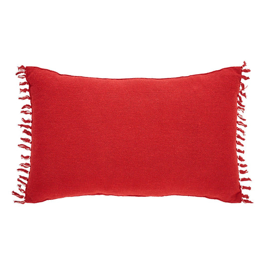 Gallen Red White Pillow Fringed