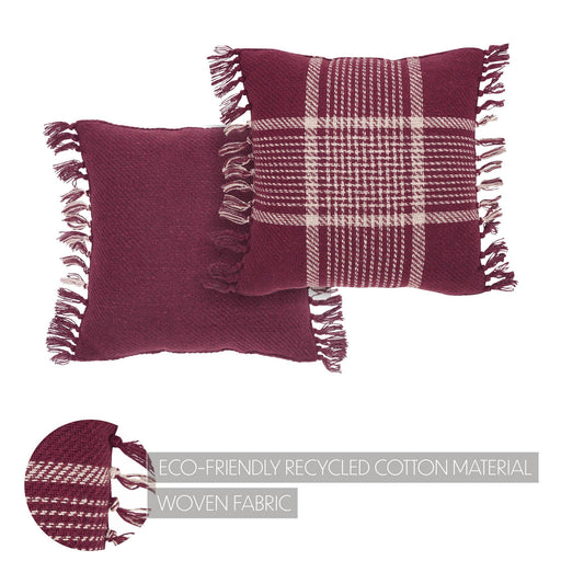 Eston Burgundy Tan Plaid Pillow