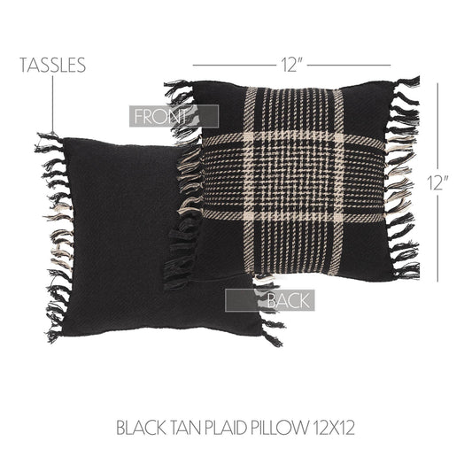 Eston Black Tan Plaid Pillow