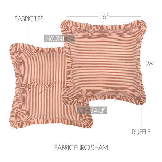 Sawyer Mill Red Ticking Stripe Fabric Euro Sham