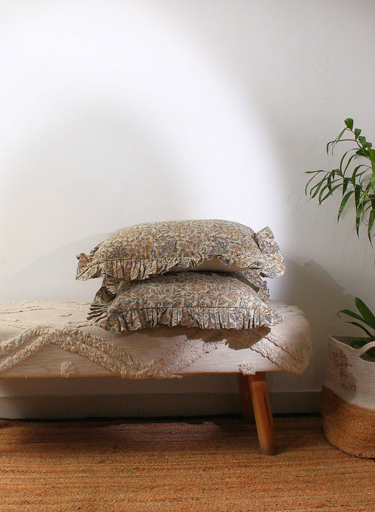 Hand Block Printed Linen Pillow