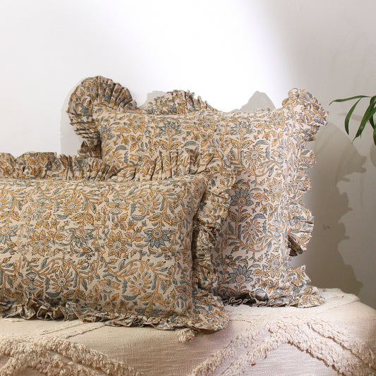 Hand Block Printed Linen Pillow