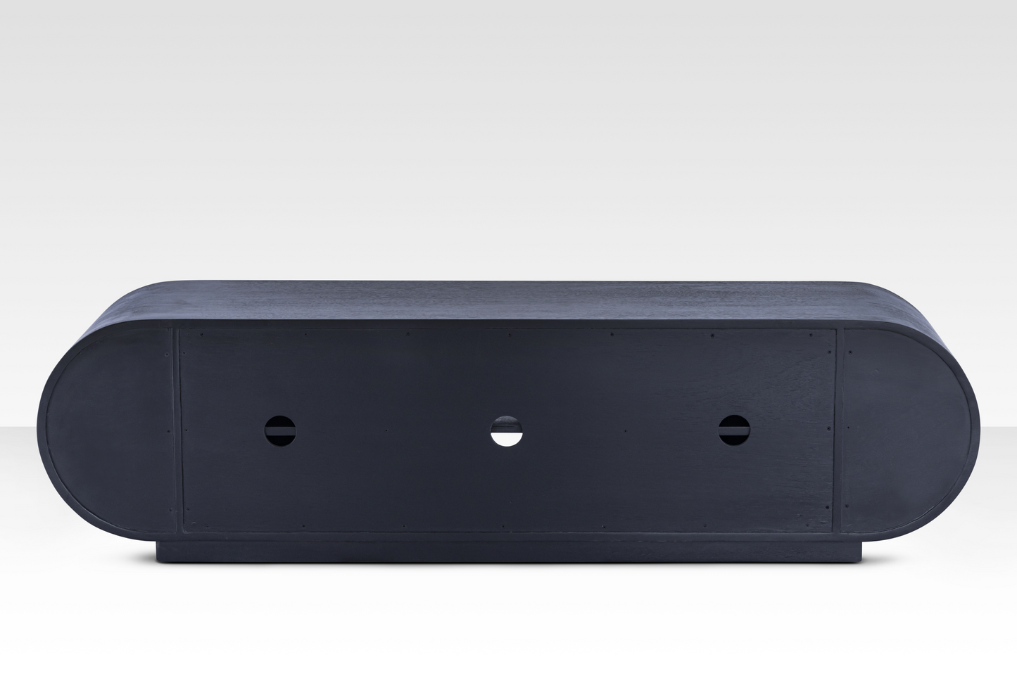 Rear view of the Mira Sideboard showing the built-in media cutout for cable management and spacious interior shelving.