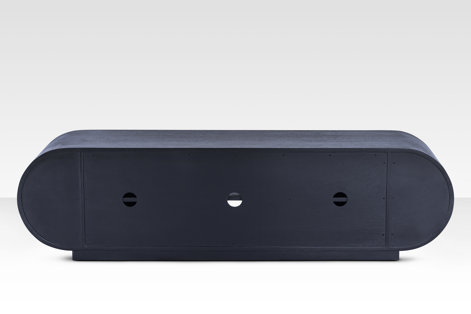 Rear view of the Mira Sideboard showing the built-in media cutout for cable management and spacious interior shelving.